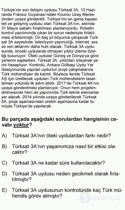 DGS Türkçe 2009 65. Soru
