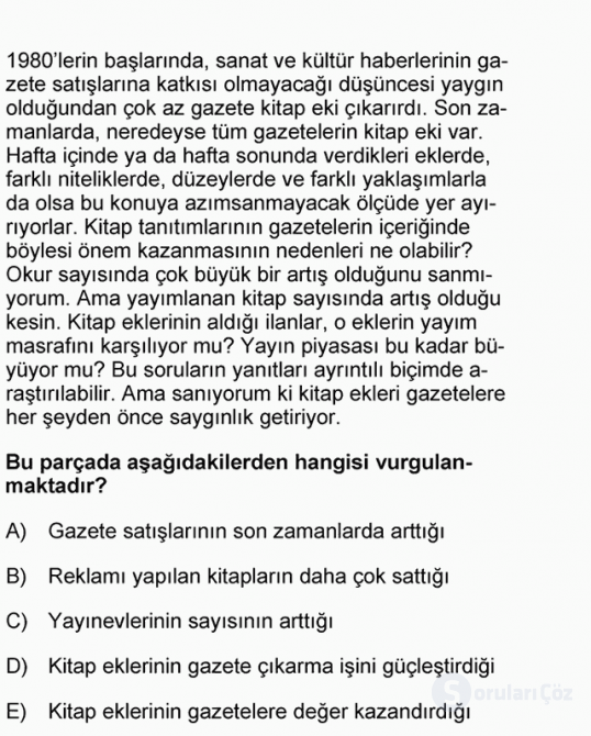 DGS Türkçe 2006 58. Soru