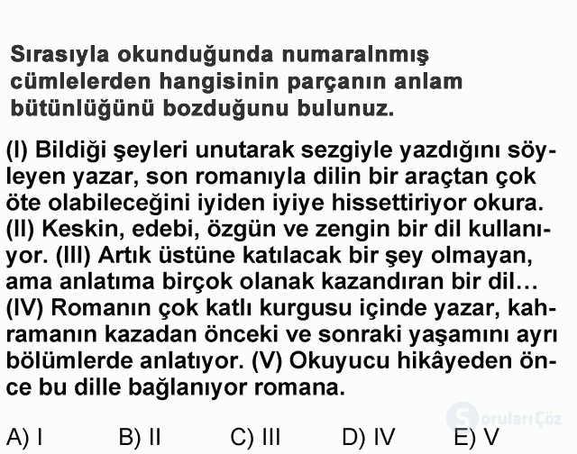 DGS Türkçe 2006 8. Soru