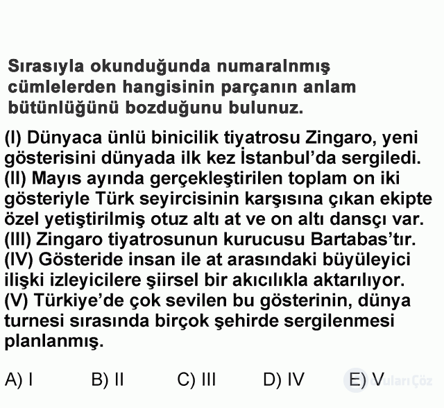 DGS Türkçe 2006 9. Soru