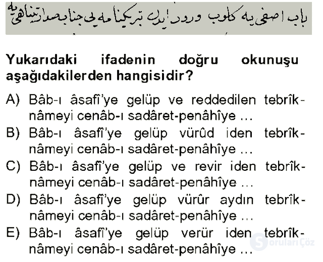 Osmanlı Türkçesi Metinleri II Bahar Final 1. Soru