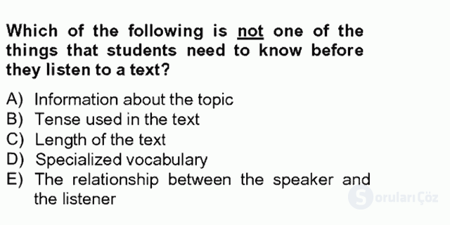 Okuma ve Dinleme Öğretimi Tek Ders 13. Soru