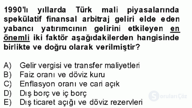 Türkiye Ekonomisi Bütünleme 24. Soru