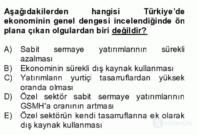 Türkiye Ekonomisi Bütünleme 4. Soru