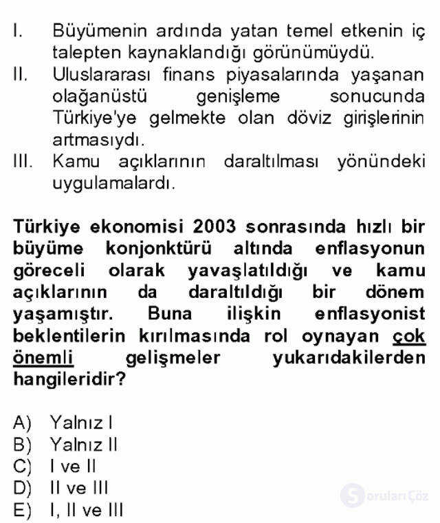Türkiye Ekonomisi Bütünleme 26. Soru