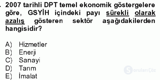 Türkiye Ekonomisi Final 10. Soru