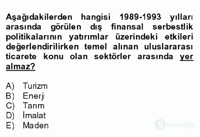 Türkiye Ekonomisi Final 14. Soru