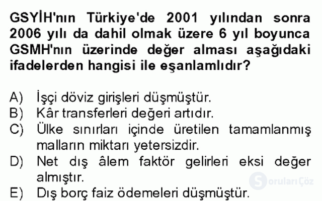 Türkiye Ekonomisi Final 8. Soru