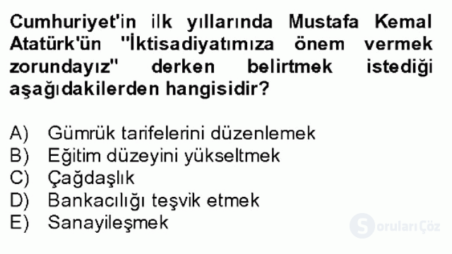 Türkiye Ekonomisi Bütünleme 14. Soru