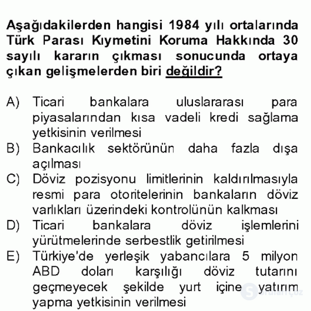 Türkiye Ekonomisi Bütünleme 27. Soru