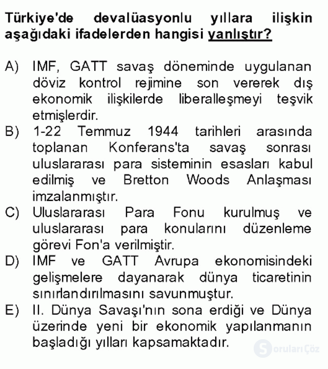 Türkiye Ekonomisi Bütünleme 29. Soru