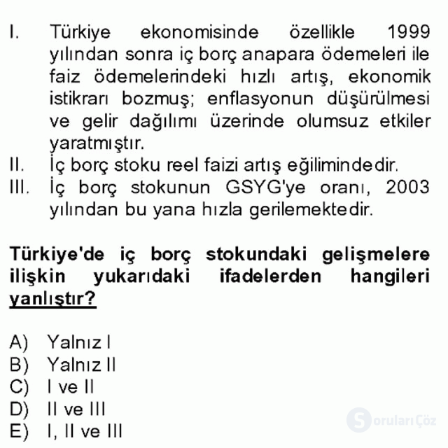 Türkiye Ekonomisi Final 11. Soru