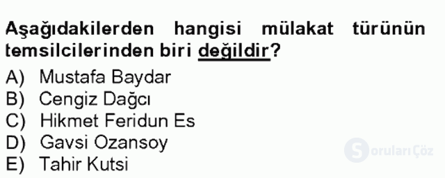 Cumhuriyet Dönemi Türk Nesri Tek Ders Sınavı 13. Soru