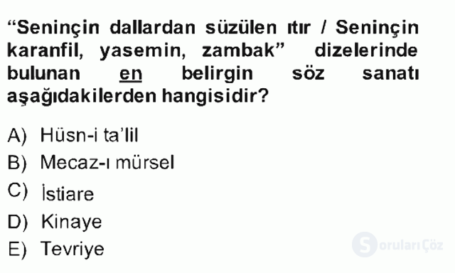 Yeni Türk Edebiyatına Giriş II Bahar Final 11. Soru