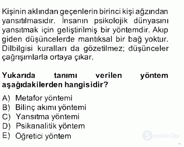 Yeni Türk Edebiyatına Giriş II Bahar Final 20. Soru