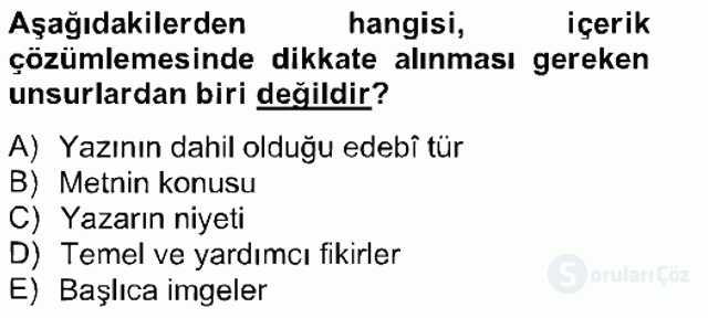 Yeni Türk Edebiyatına Giriş II Bahar Final 6. Soru