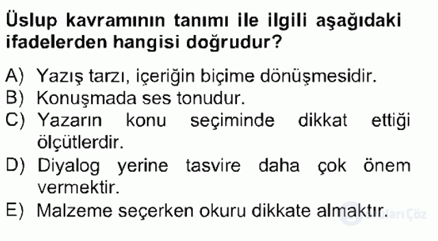 Yeni Türk Edebiyatına Giriş II Bahar Final 7. Soru