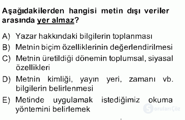 Yeni Türk Edebiyatına Giriş II Bahar Final 8. Soru