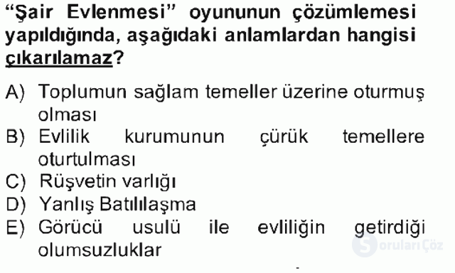 Tanzimat Dönemi Türk Edebiyatı II Bahar Final 14. Soru