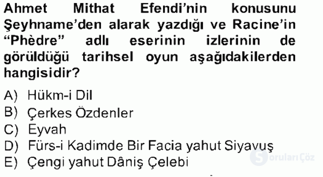 Tanzimat Dönemi Türk Edebiyatı II Bahar Final 7. Soru