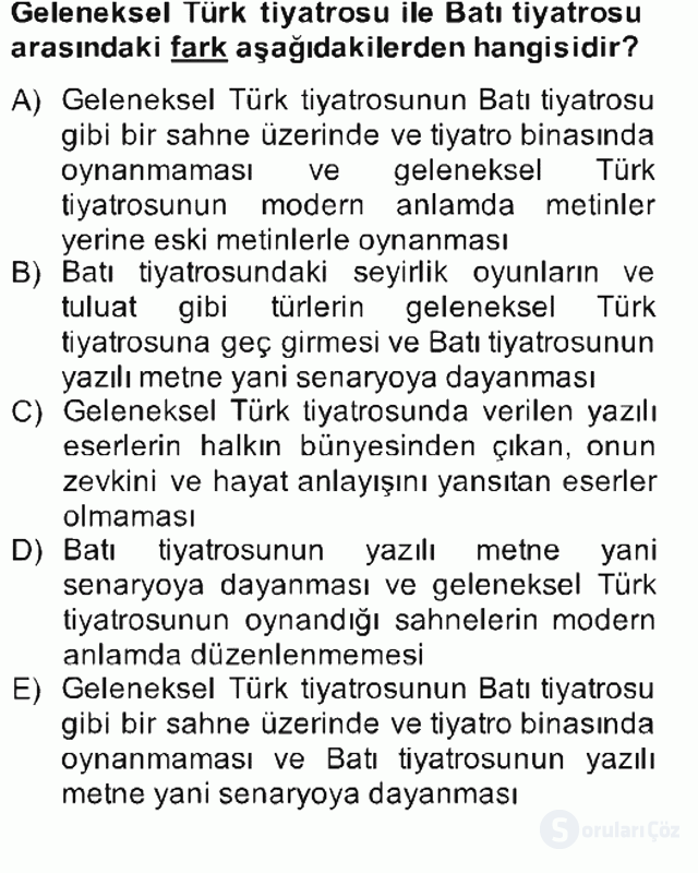 Tanzimat Dönemi Türk Edebiyatı II Bahar Final 8. Soru