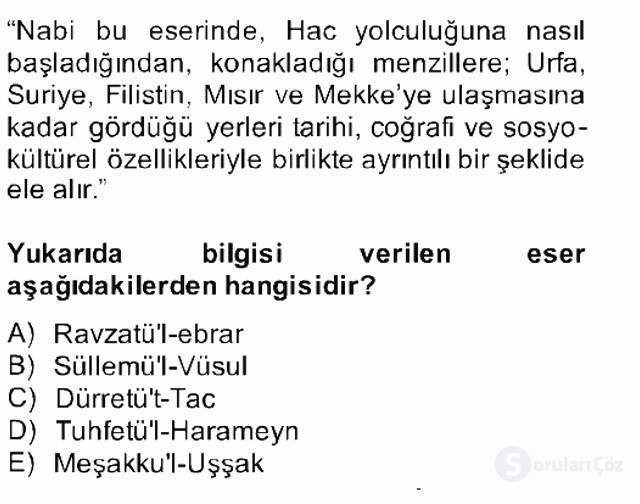 XVII. Yüzyıl Türk Edebiyatı Bahar Final 20. Soru