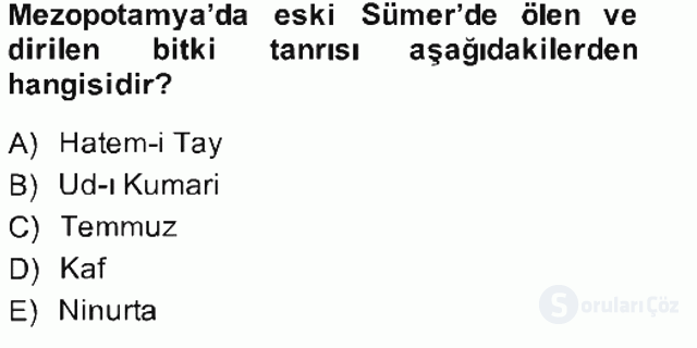 Türk Edebiyatının Mitolojik Kaynakları Bahar Final 12. Soru