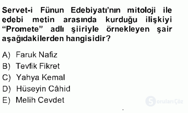 Türk Edebiyatının Mitolojik Kaynakları Bahar Final 20. Soru