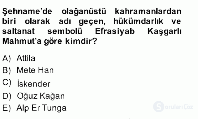 Türk Edebiyatının Mitolojik Kaynakları Bahar Final 6. Soru