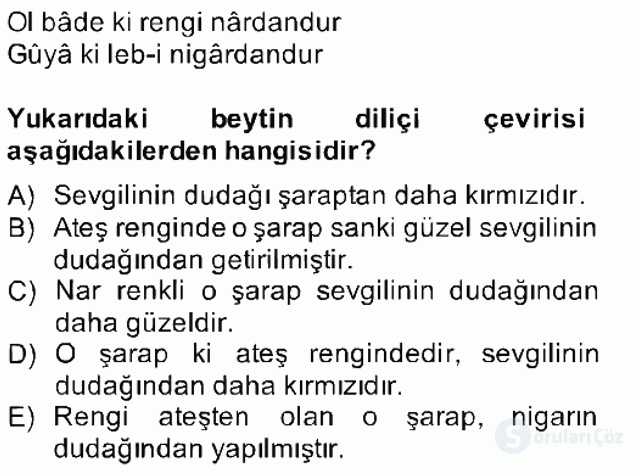 XIX. Yüzyıl Türk Edebiyatı Bahar Final 12. Soru