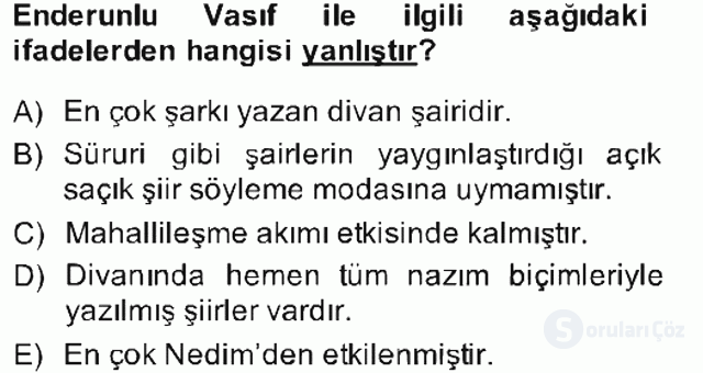 XIX. Yüzyıl Türk Edebiyatı Bahar Final 2. Soru