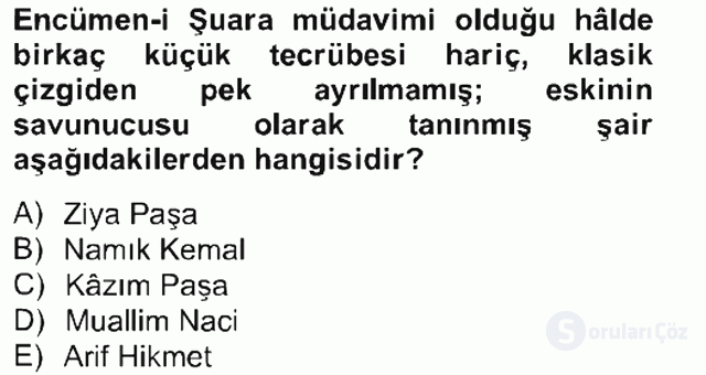 XIX. Yüzyıl Türk Edebiyatı Bahar Final 3. Soru