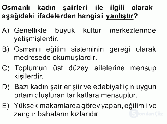 XIX. Yüzyıl Türk Edebiyatı Bahar Final 4. Soru