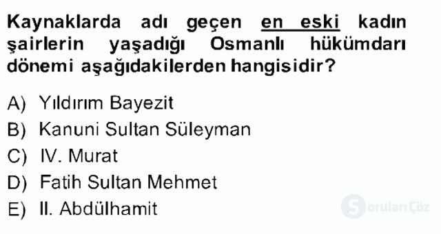 XIX. Yüzyıl Türk Edebiyatı Bahar Final 8. Soru