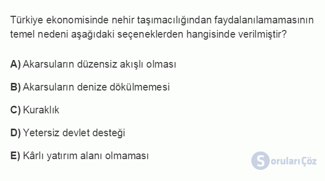 İKT402U 1. Ünite Türkiye Ekonomisinin Temel Özellikleri ve Dünya Ekonomisindeki Yeri Testi IV 18. Soru