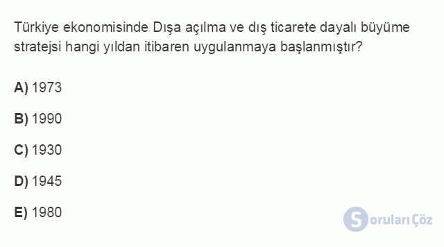 İKT402U 2. Ünite Türkiye’de Milli Gelir, Gelir Dağılımı ve Yoksulluk Testi II 6. Soru