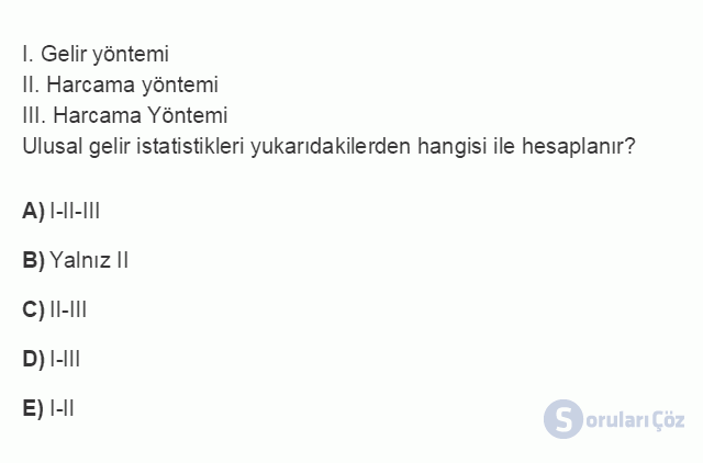 İKT402U 2. Ünite Türkiye’de Milli Gelir, Gelir Dağılımı ve Yoksulluk Testi III 3. Soru