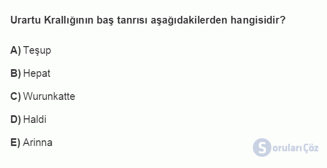 ARK101U 4. Ünite Anadolu'da Demir Çağı Uygarlıkları Testi I 14. Soru