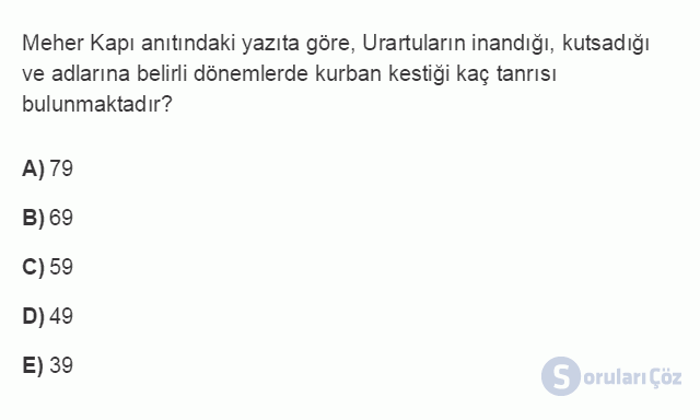 ARK101U 4. Ünite Anadolu'da Demir Çağı Uygarlıkları Testi II 6. Soru