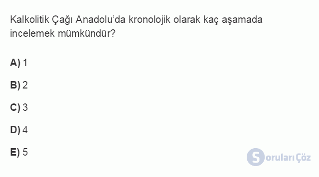 ARK101U 2. Ünite Anadolu'da Kalkolitik ve Eski Tunç Çağları Testi II 19. Soru