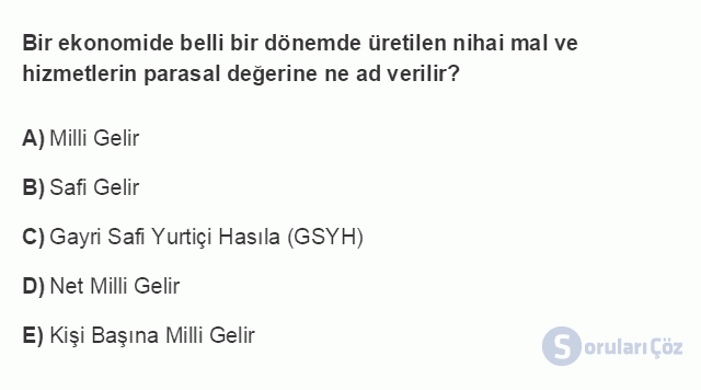 MLY203U 3. Ünite Türkiye'de Kamu Kesimi Testi I 11. Soru