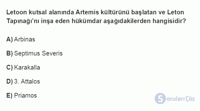 KMT203U 1. Ünite Dünya Mirasında Türkiye: İlk Çağ Yerleşimleri ile Halikarnas Mozolesi ve Efes Artemis Tapınağı Testi I 12. Soru