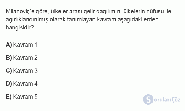 ÇEK302U 5. Ünite Dünya'da ve Türkiye'de Gelir Dağılımı  Testi I 11. Soru