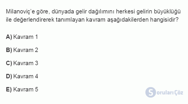ÇEK302U 5. Ünite Dünya'da ve Türkiye'de Gelir Dağılımı  Testi I 12. Soru