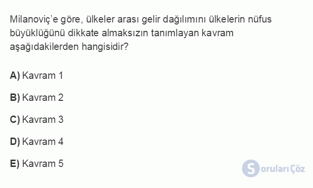ÇEK302U 5. Ünite Dünya'da ve Türkiye'de Gelir Dağılımı  Testi I 13. Soru