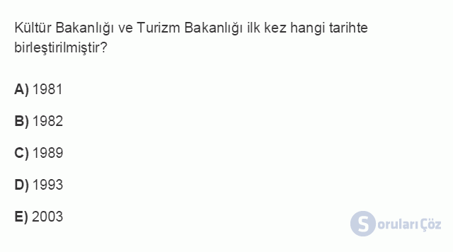 TRZ201U 8. Ünite Türkiye’de Turizm Testi I 9. Soru