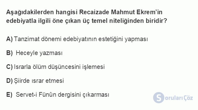 TDE403U 2. Ünite ÜNİTE - 2 Klasik Dönem Türk Edebiyatında Eleştiri Testi I 11. Soru
