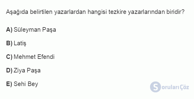 TDE403U 2. Ünite ÜNİTE - 2 Klasik Dönem Türk Edebiyatında Eleştiri Testi I 6. Soru