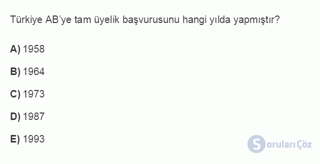 İKT406U 5. Ünite Tam Üyelik Sürecinde Türkiye: Üyelik Kriterleri Testi I 1. Soru
