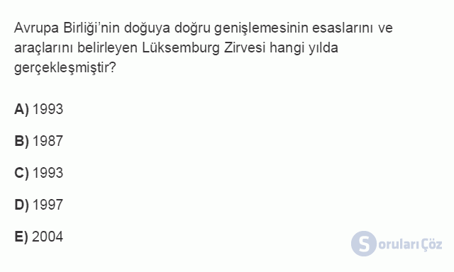 İKT406U 5. Ünite Tam Üyelik Sürecinde Türkiye: Üyelik Kriterleri Testi I 4. Soru